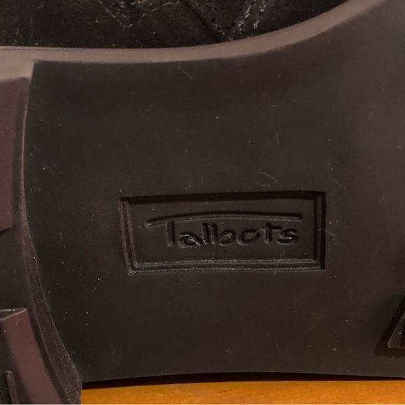 Talbots Hopy Boots Black Leather Suede Round Toe Block Heel 8B Made in Brazil - Picture 4 of 6